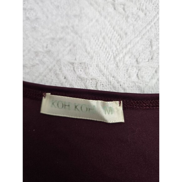 Koh Koh Womens Long Sleeve Wrap Maxi Dress Burgundy Polyester Size M - Picture 3 of 7